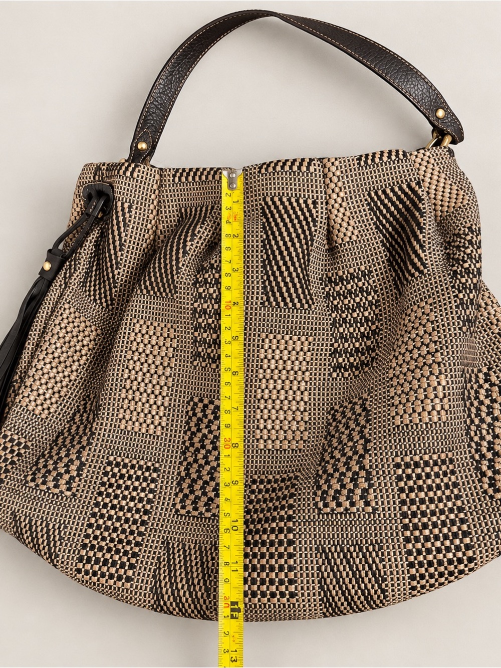 Furla Brown & Beige Printed Bucket Bag Gold-Tone Hardware - Picture 7 of 8